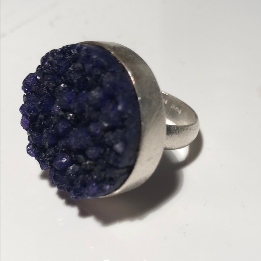 VIOLET FLAME ROCK RING IN STERLING SILVER